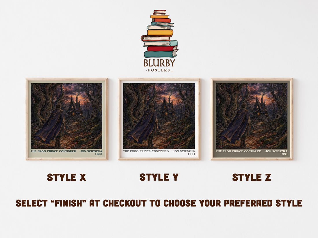 The Frog Prince Continued literary print in frame leaning in hallway – childrens wall art (mockup)