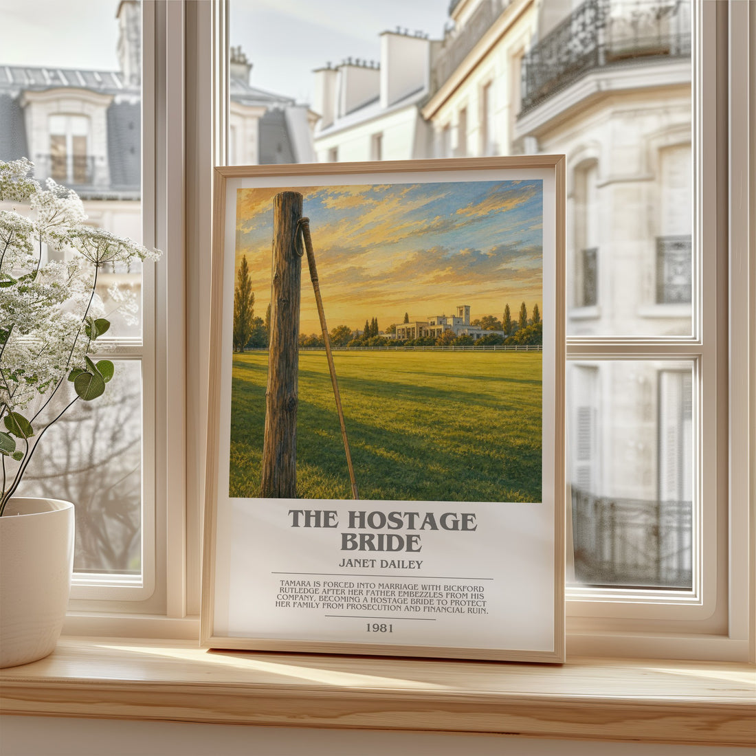 The Hostage Bride bookish poster colour and style options – Janet Dailey book art