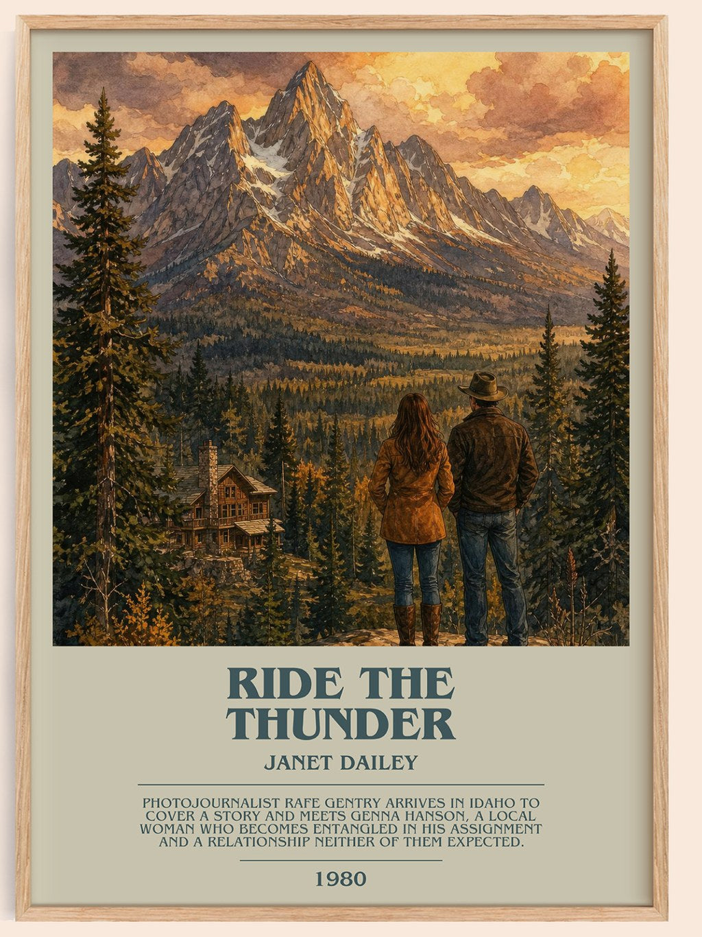 Ride the thunder bookish book poster by Janet Dailey – framed literary art print