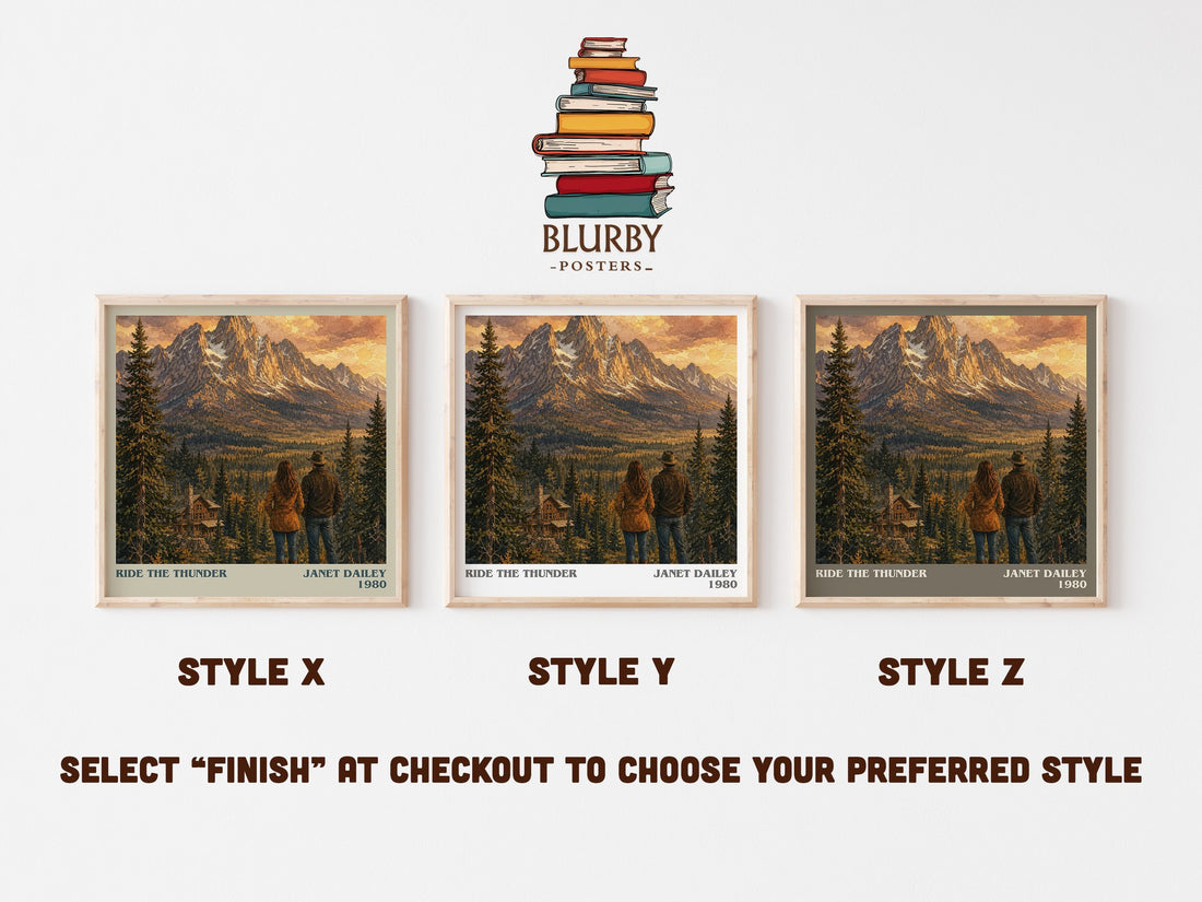 Ride the thunder literary print in frame leaning in hallway – romance wall art (mockup)