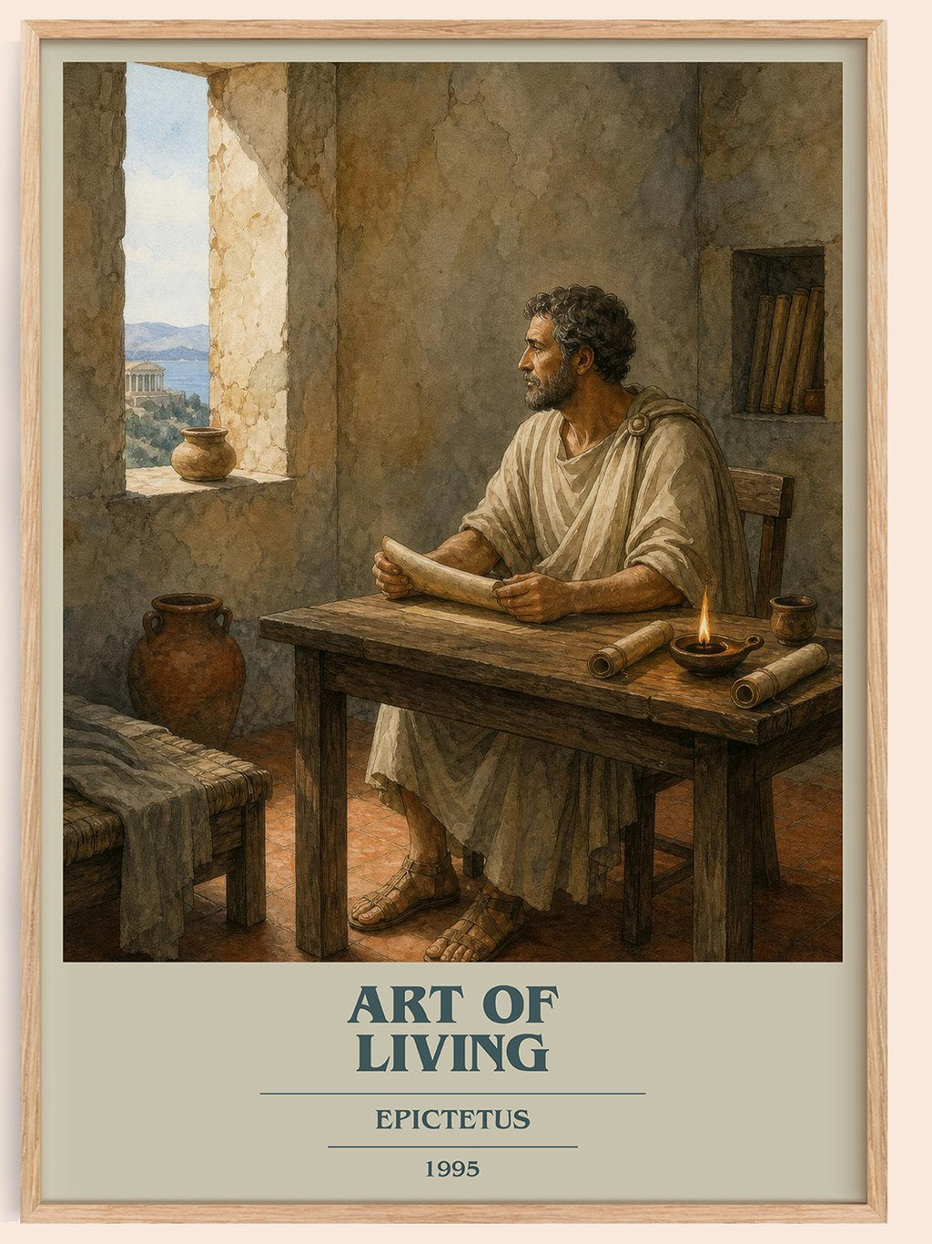 Art of Living book cover book poster by Epictetus – framed literary art print