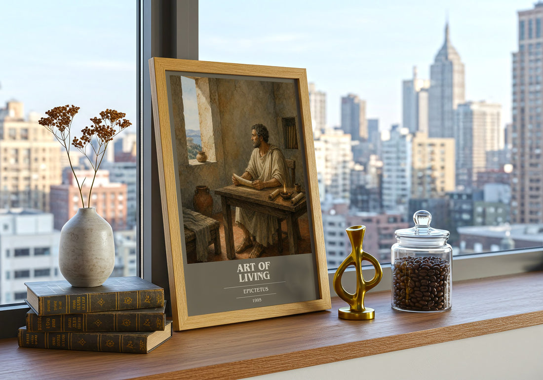 Art of Living book cover print framed by window – literary home decor