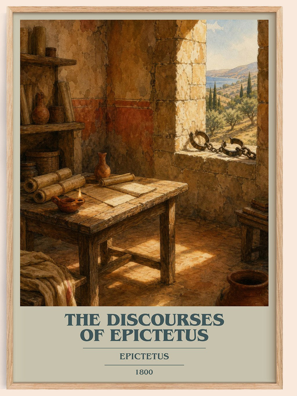 The discourses of Epictetus book cover book poster by Epictetus – framed literary art print