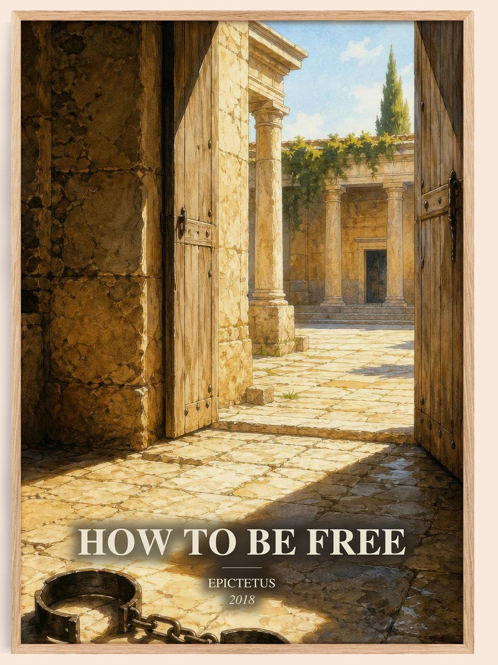 How to Be Free watercolour book poster by Epictetus – framed literary art print