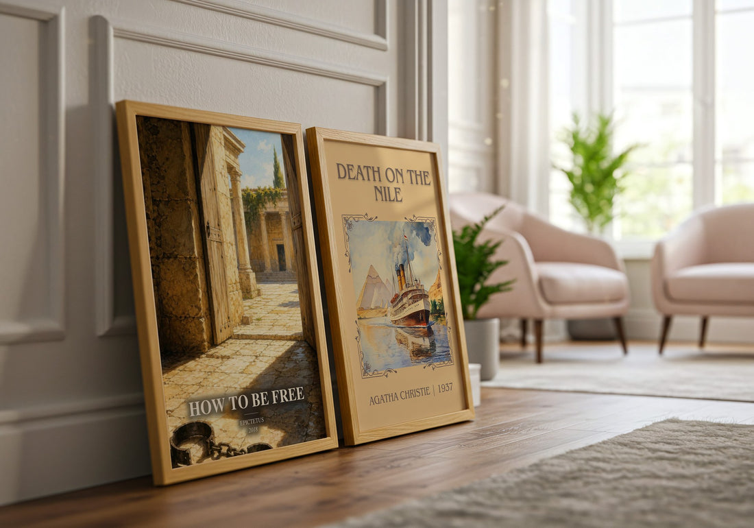 How to Be Free watercolour print framed by window – literary home decor
