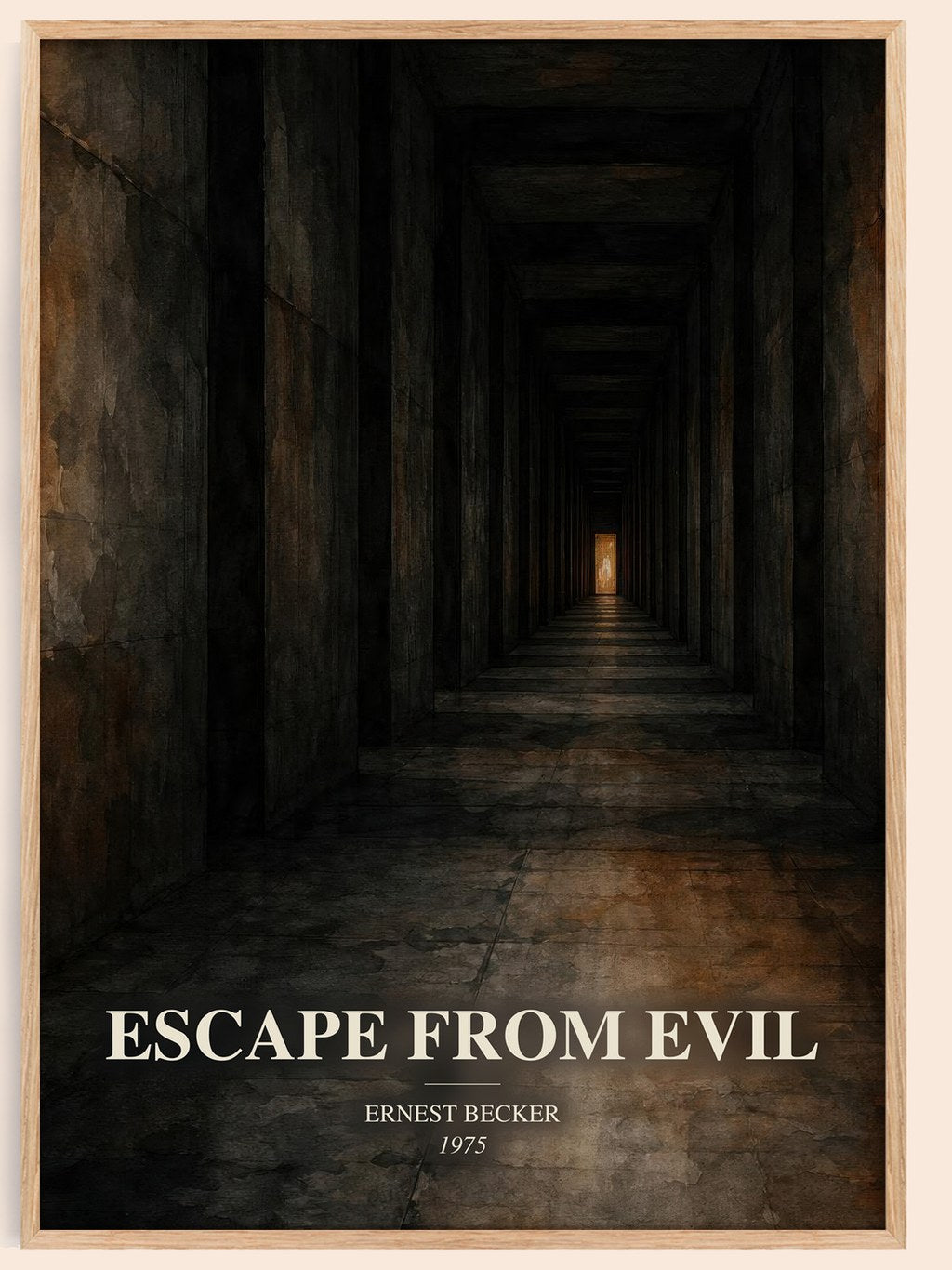 Escape from Evil watercolour book poster by Ernest Becker – framed literary art print