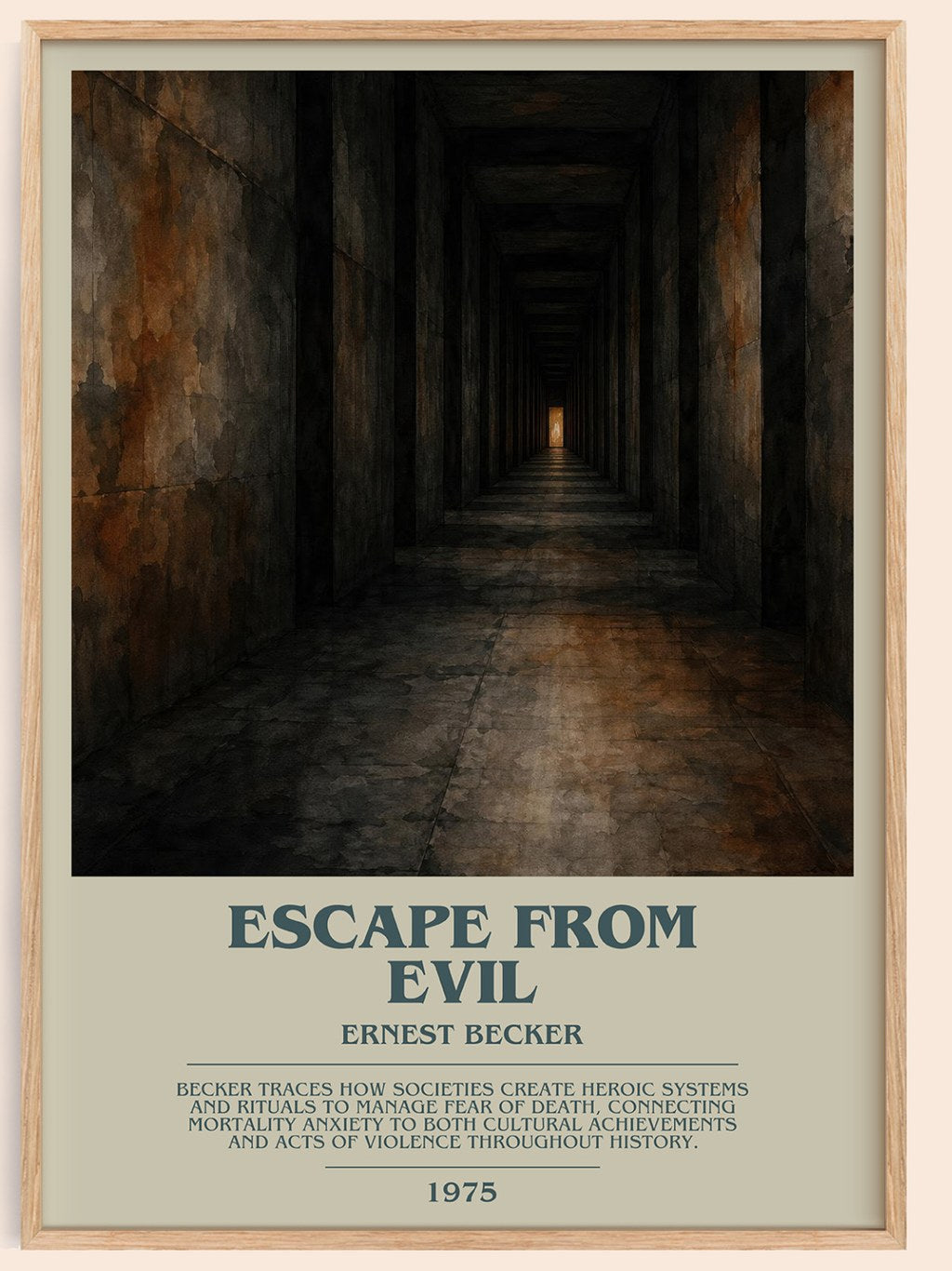 Escape from Evil bookish book poster by Ernest Becker – framed literary art print