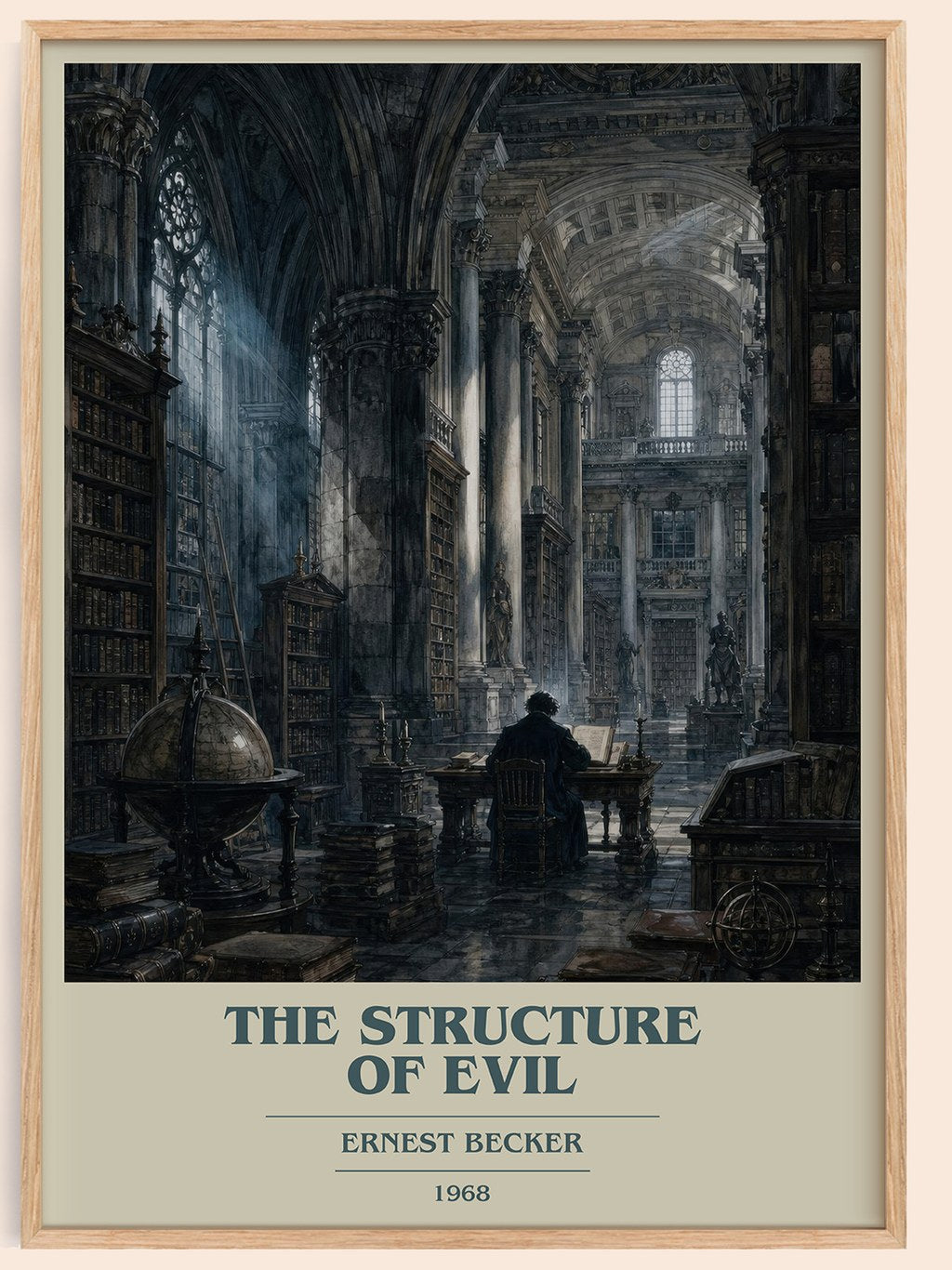 The structure of evil book cover book poster by Ernest Becker – framed literary art print