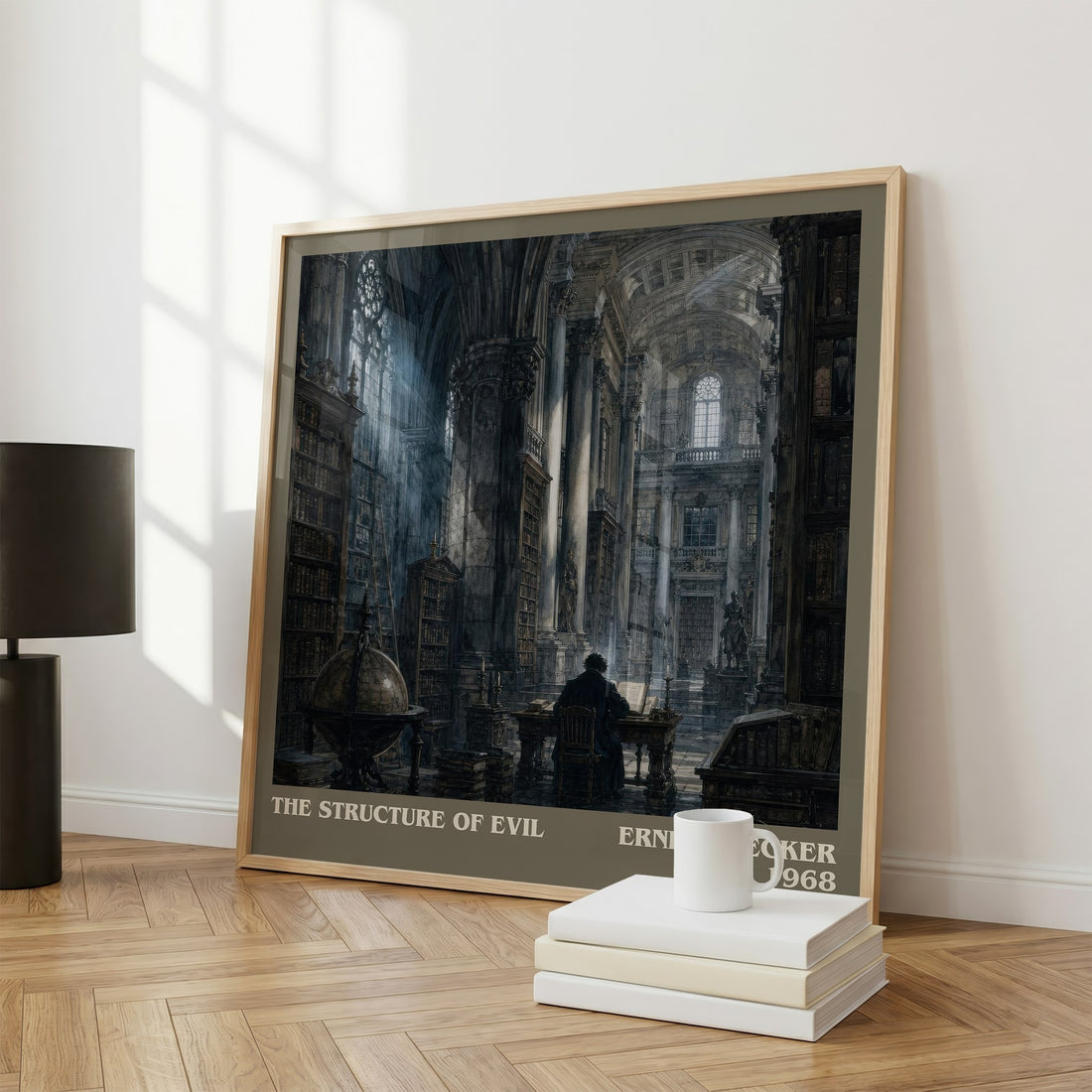 The structure of evil literary print framed by window – literary home decor