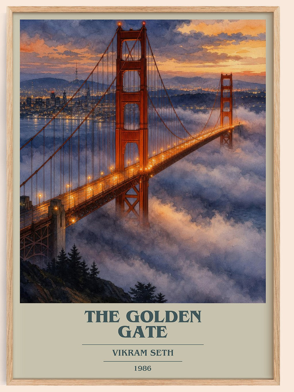 The Golden Gate book cover book poster by Vikram Seth – framed literary art print