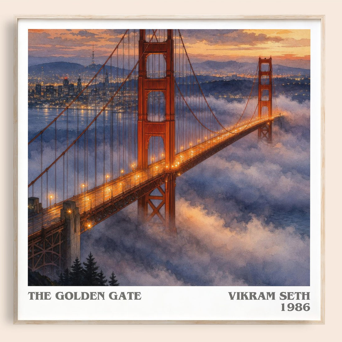 The Golden Gate literary book poster by Vikram Seth – framed literary art print