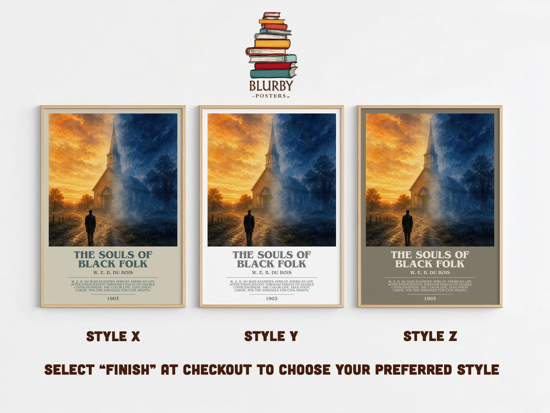The Souls of Black Folk bookish print in frame leaning in hallway – non fiction wall art (mockup)