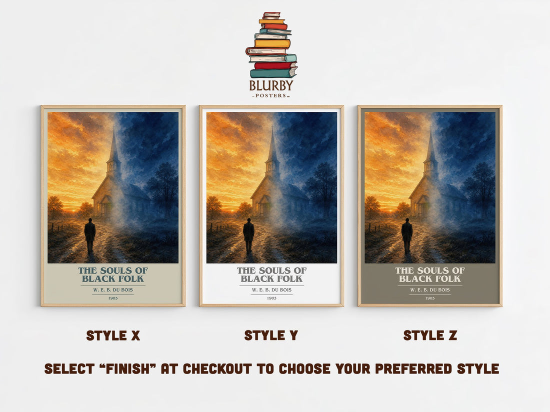 The Souls of Black Folk book cover print in frame leaning in hallway – non fiction wall art (mockup)