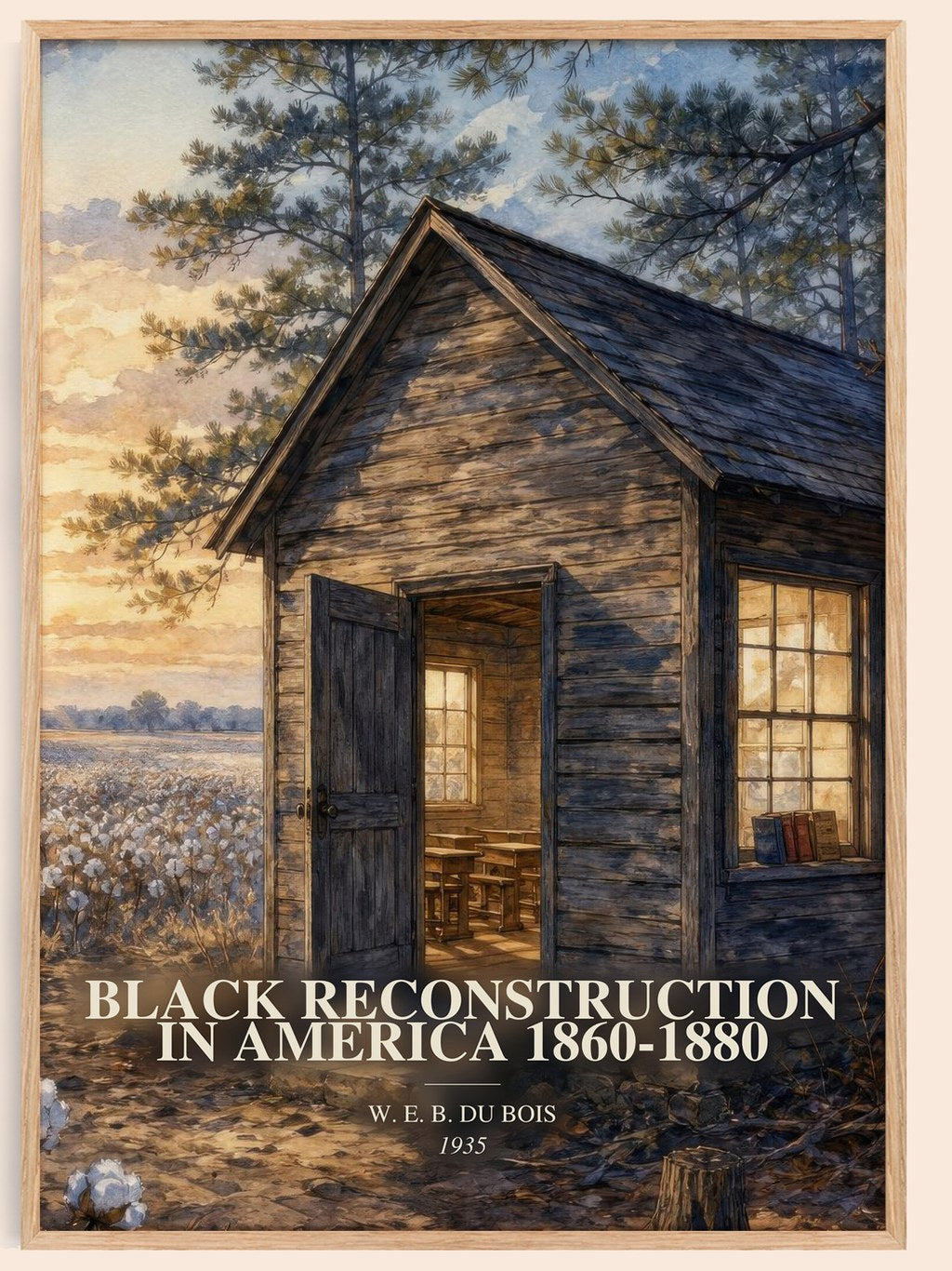 Black reconstruction in America 1860-1880 watercolour book poster by W. E. B. Du Bois – framed literary art print