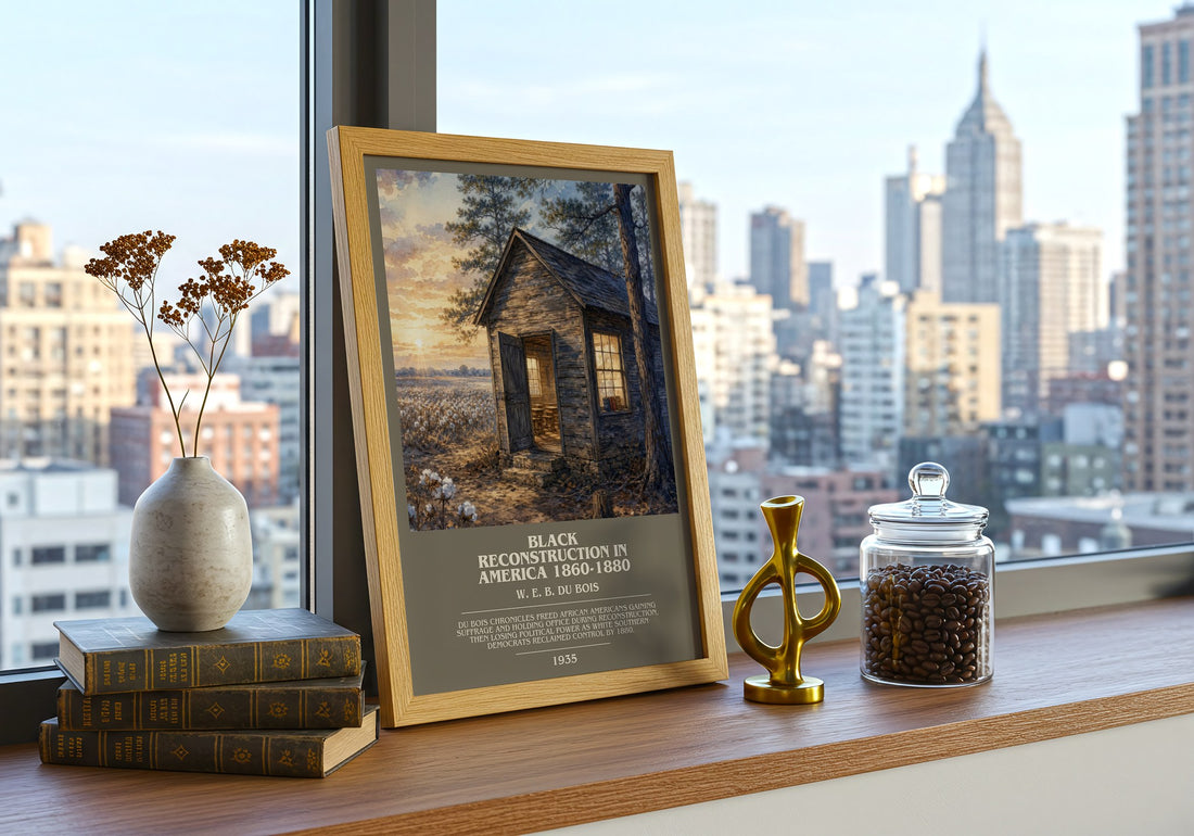 Black reconstruction in America 1860-1880 bookish print framed by window – literary home decor