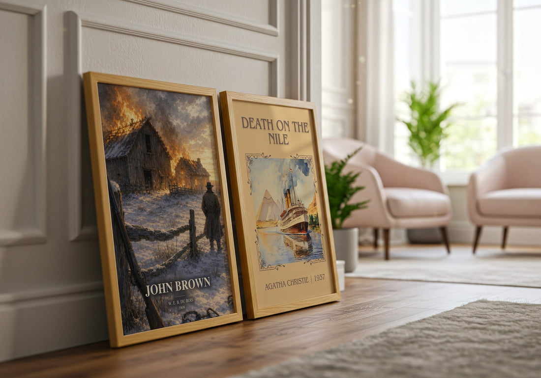 John Brown watercolour print framed by window – literary home decor