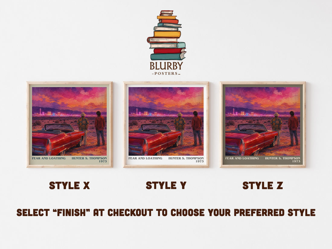 Fear and Loathing literary print in frame leaning in hallway – literary fiction wall art (mockup)