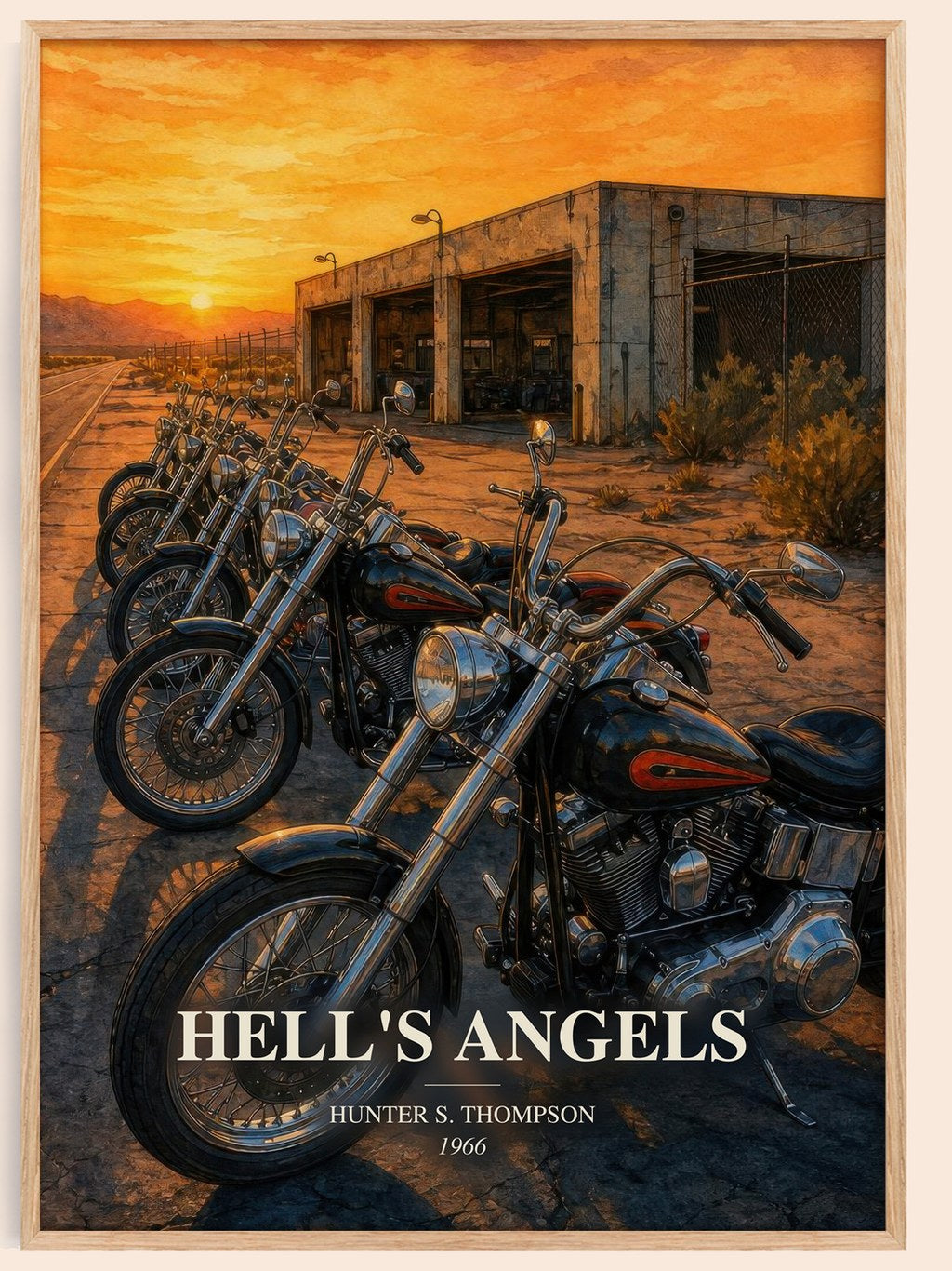 Hell's Angels watercolour book poster by Hunter S. Thompson – framed literary art print