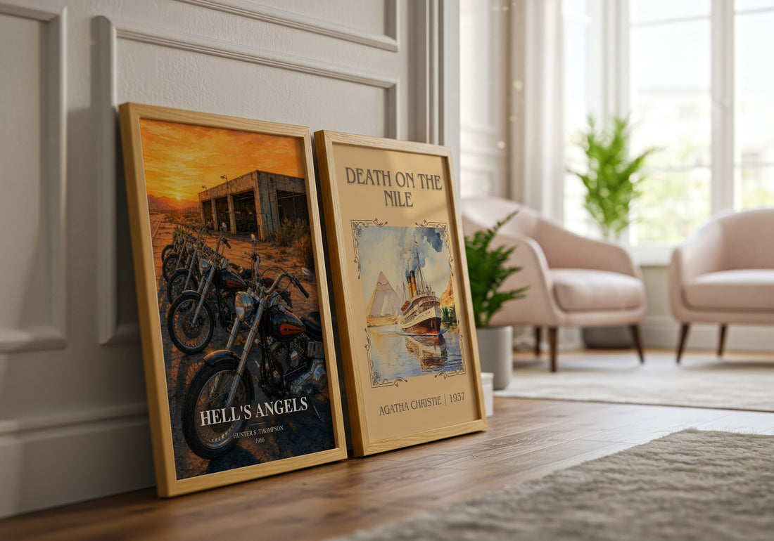 Hell's Angels watercolour print framed by window – literary home decor