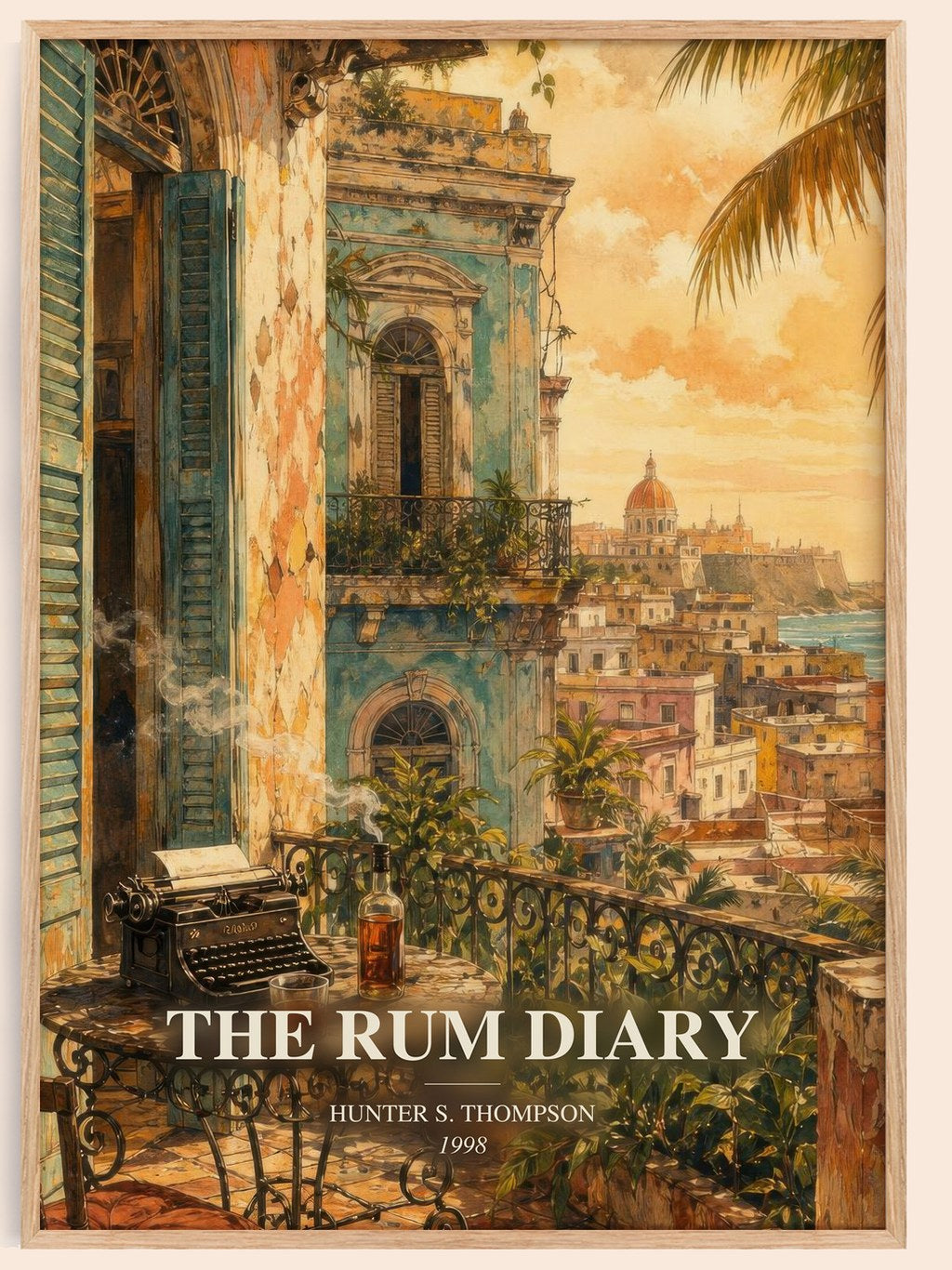 The Rum Diary watercolour book poster by Hunter S. Thompson – framed literary art print