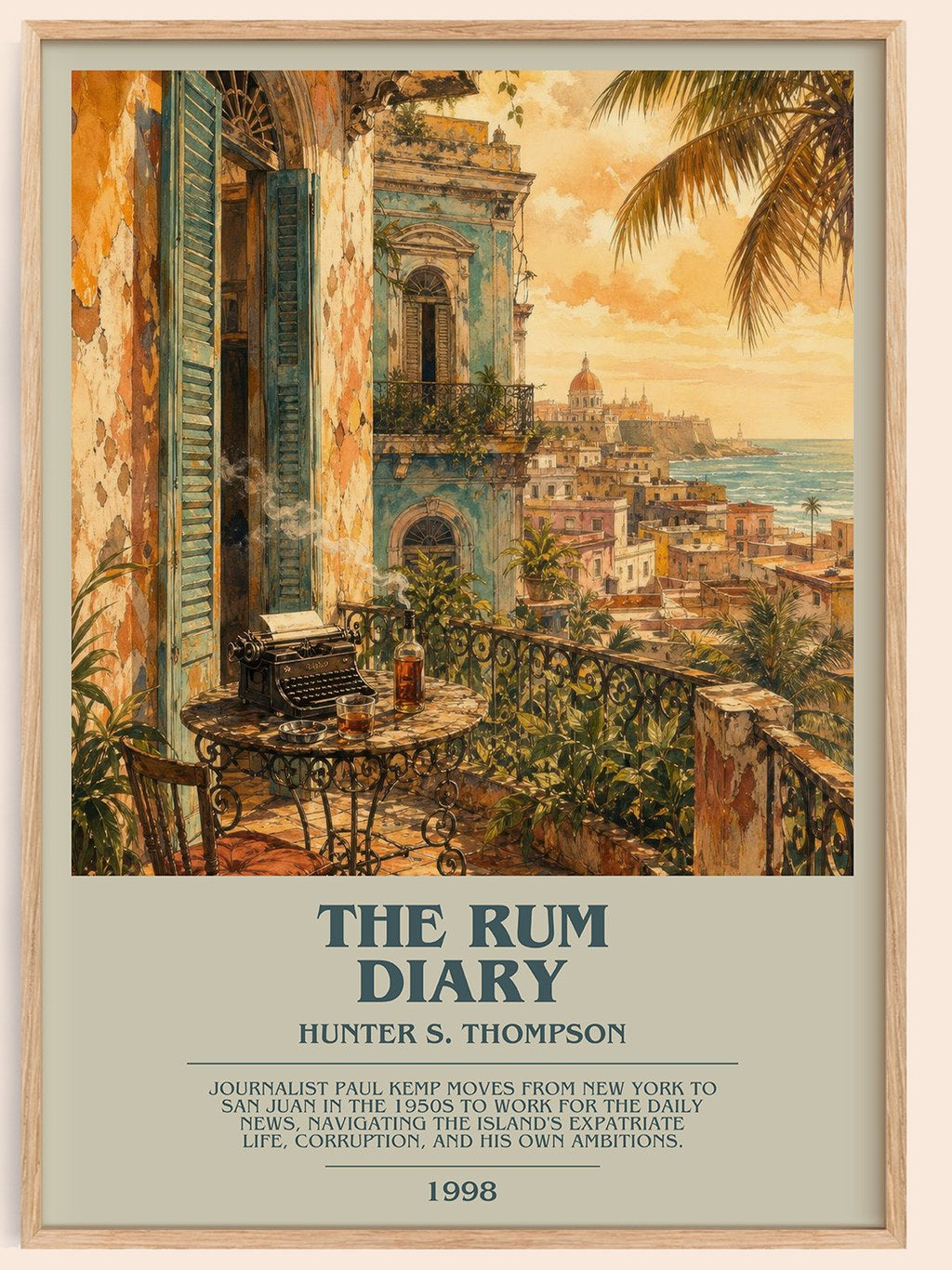 The Rum Diary bookish book poster by Hunter S. Thompson – framed literary art print