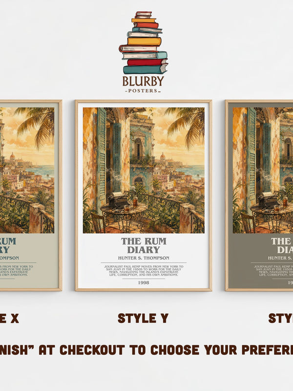 The Rum Diary bookish print in frame leaning in hallway – literary fiction wall art