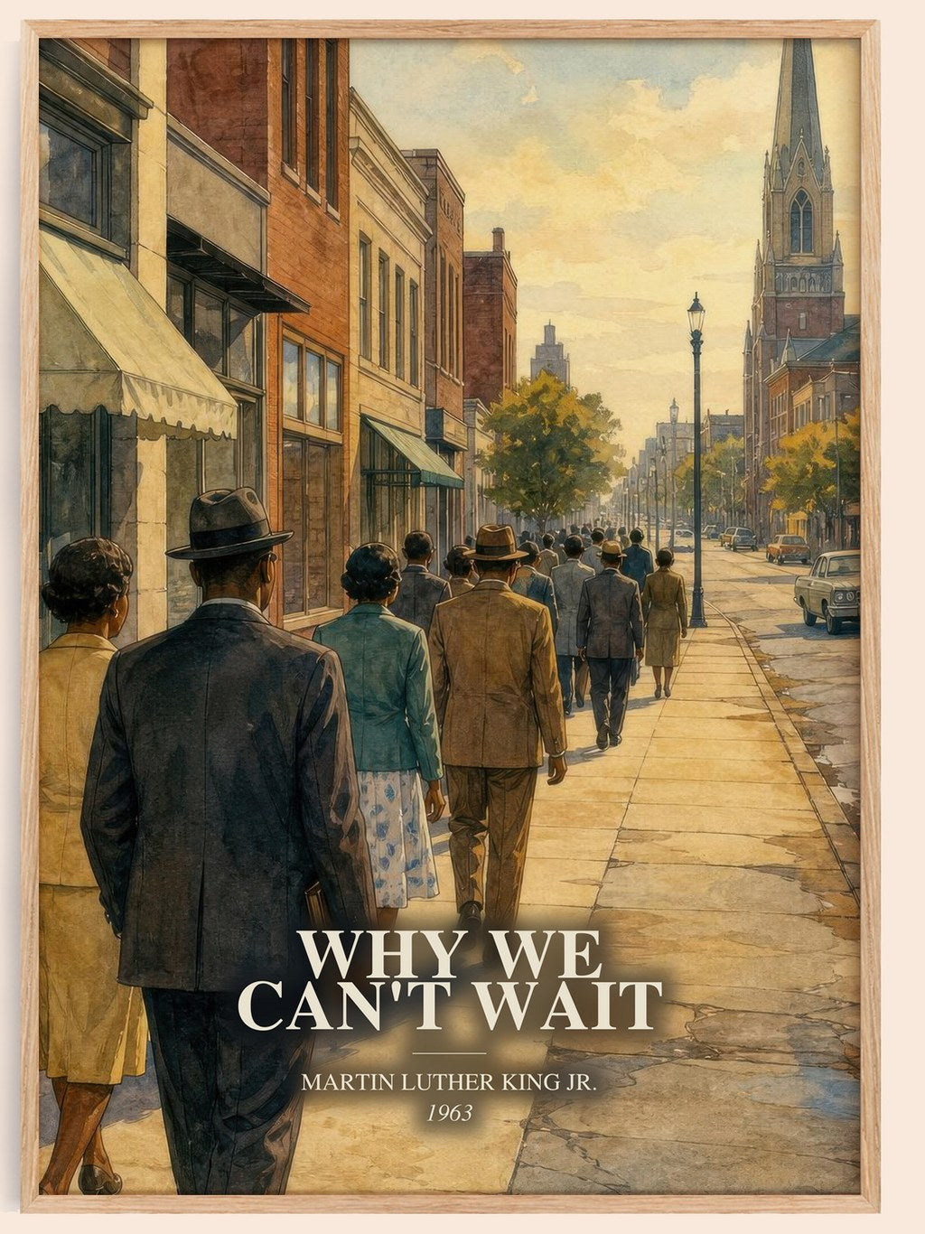 Why We Can't Wait watercolour book poster by Martin Luther King Jr. – framed literary art print