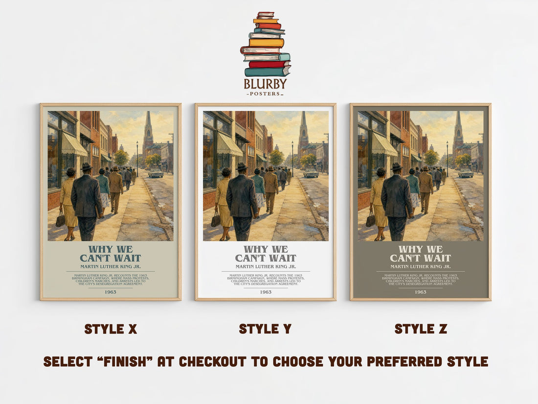 Why We Can't Wait bookish print in frame leaning in hallway – non fiction wall art (mockup)