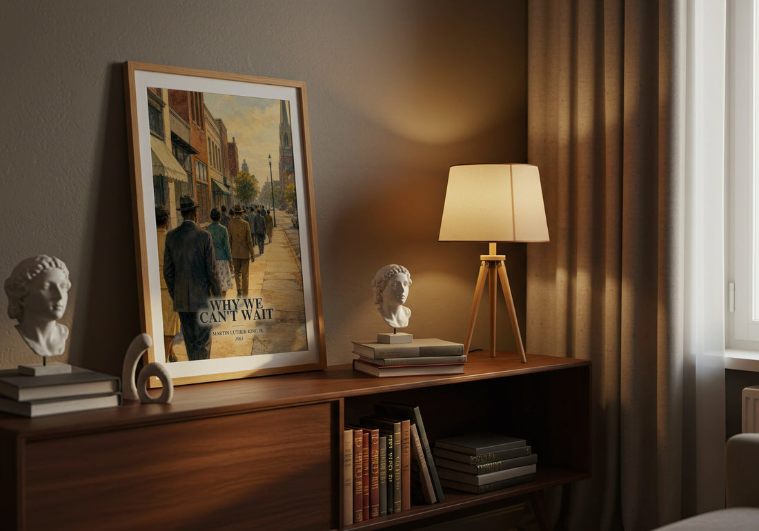 Why We Can't Wait watercolour print on bookshelf – Martin Luther King Jr. fan gift
