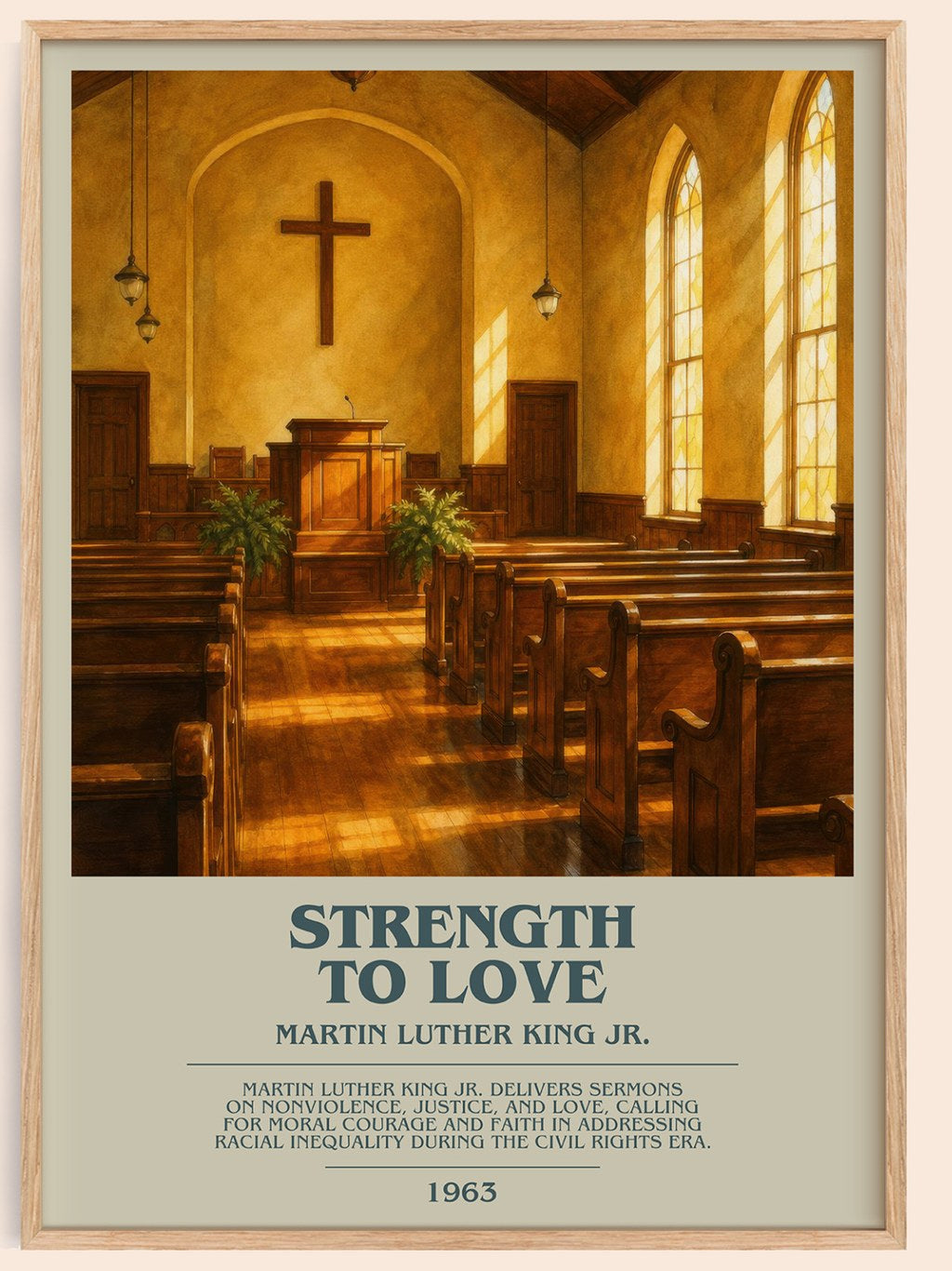 Strength to love bookish book poster by Martin Luther King Jr. – framed literary art print