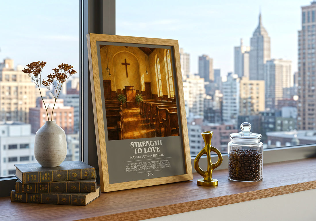 Strength to love bookish print framed by window – literary home decor
