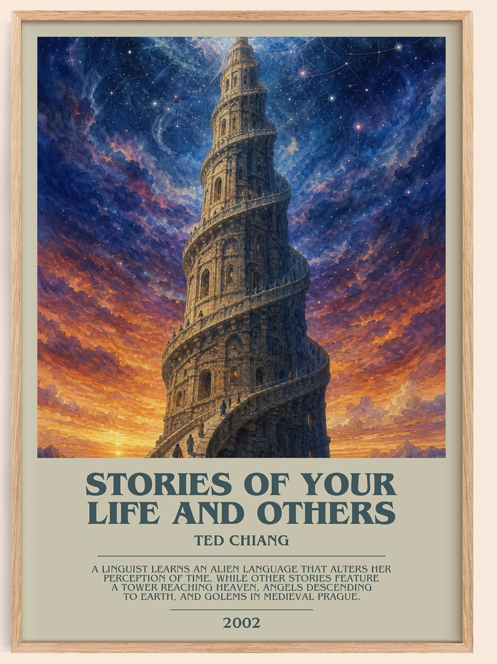 Stories of Your Life and Others bookish book poster by Ted Chiang – framed literary art print