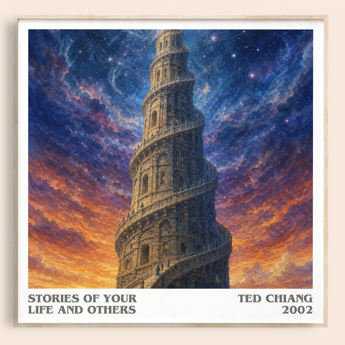 Stories of Your Life and Others literary book poster by Ted Chiang – framed literary art print