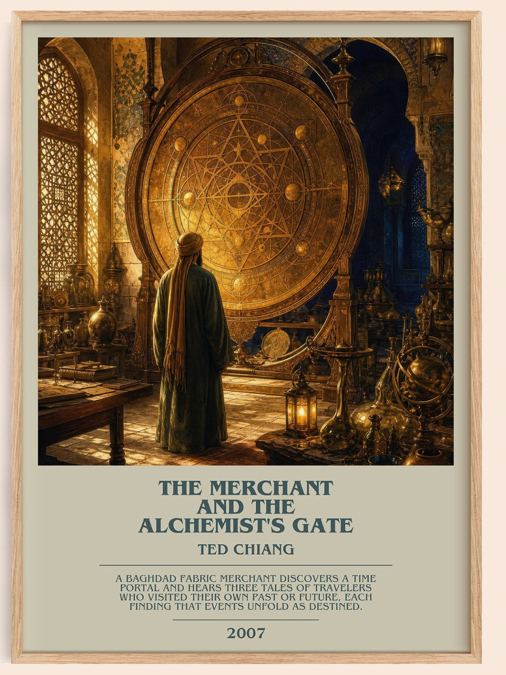The Merchant and the Alchemist's Gate bookish book poster by Ted Chiang – framed literary art print