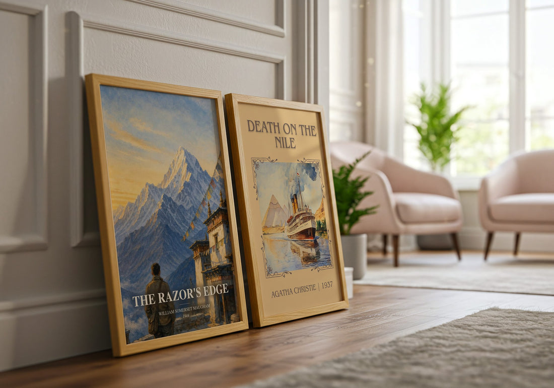 The Razor's Edge watercolour print framed by window – literary home decor