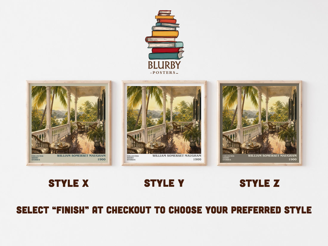 Collected short stories literary print in frame leaning in hallway – classic literature wall art (mockup)