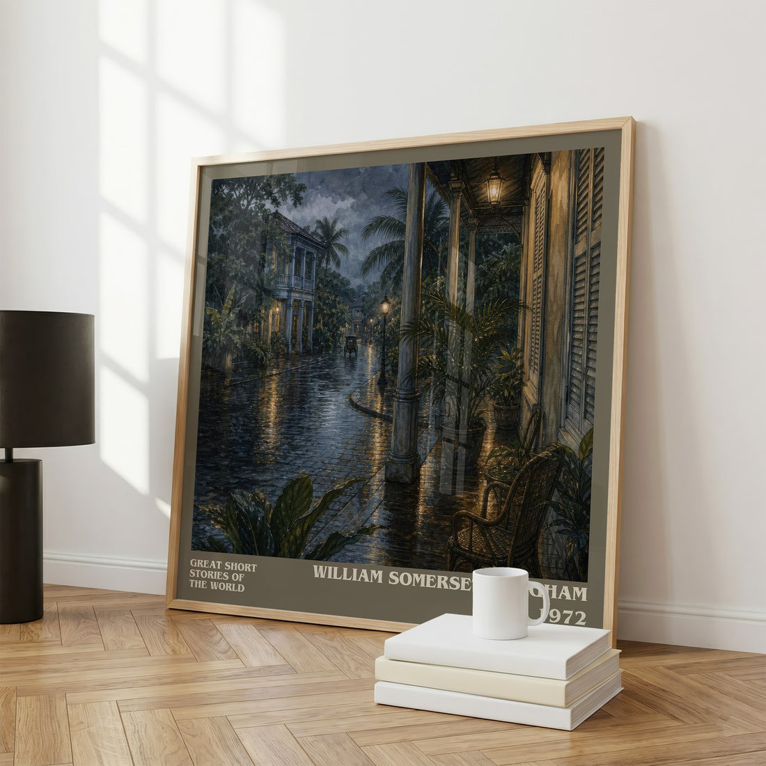 Great Short Stories of the World literary print framed by window – literary home decor