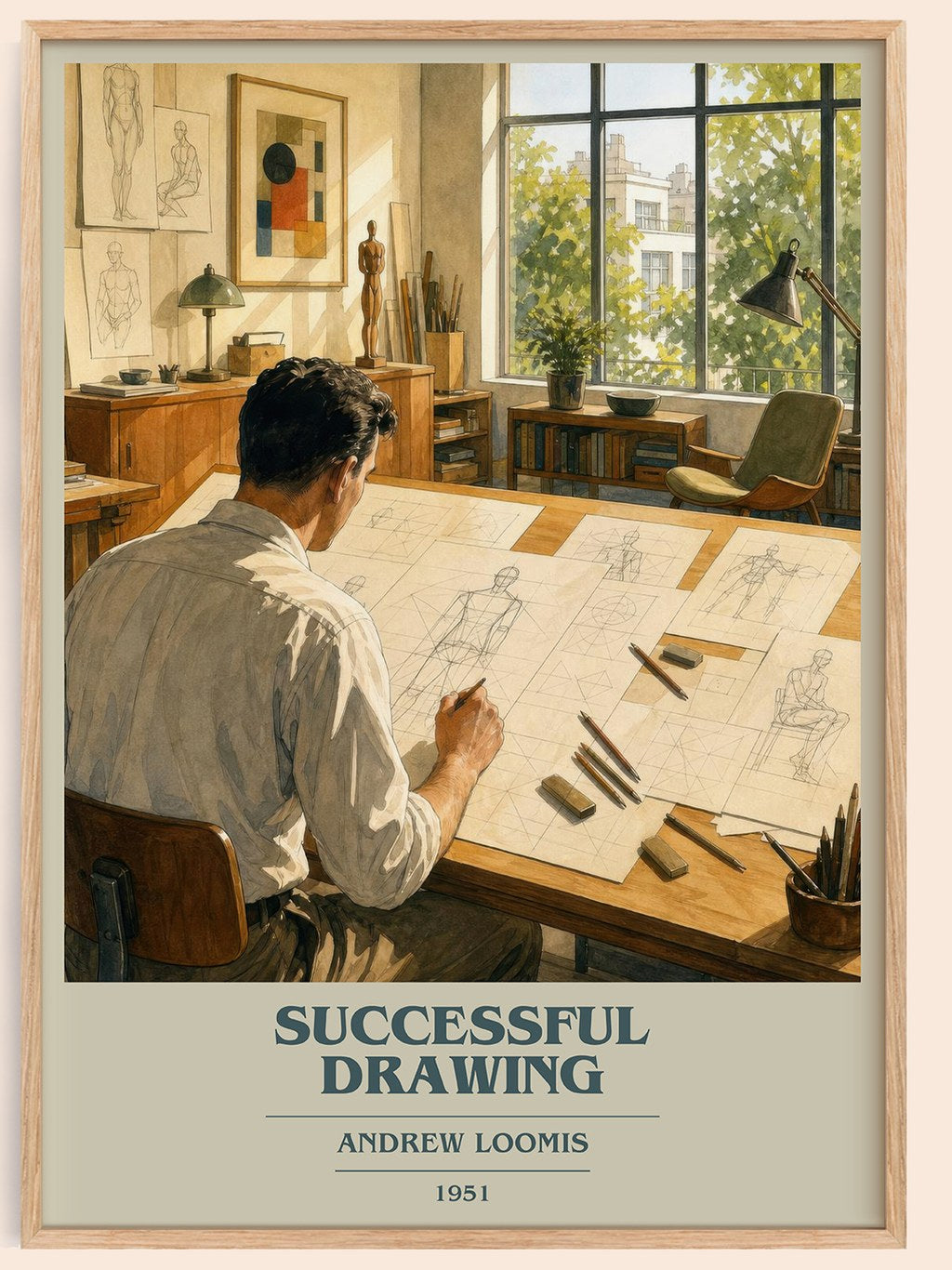 Successful drawing book cover book poster by Andrew Loomis – framed literary art print