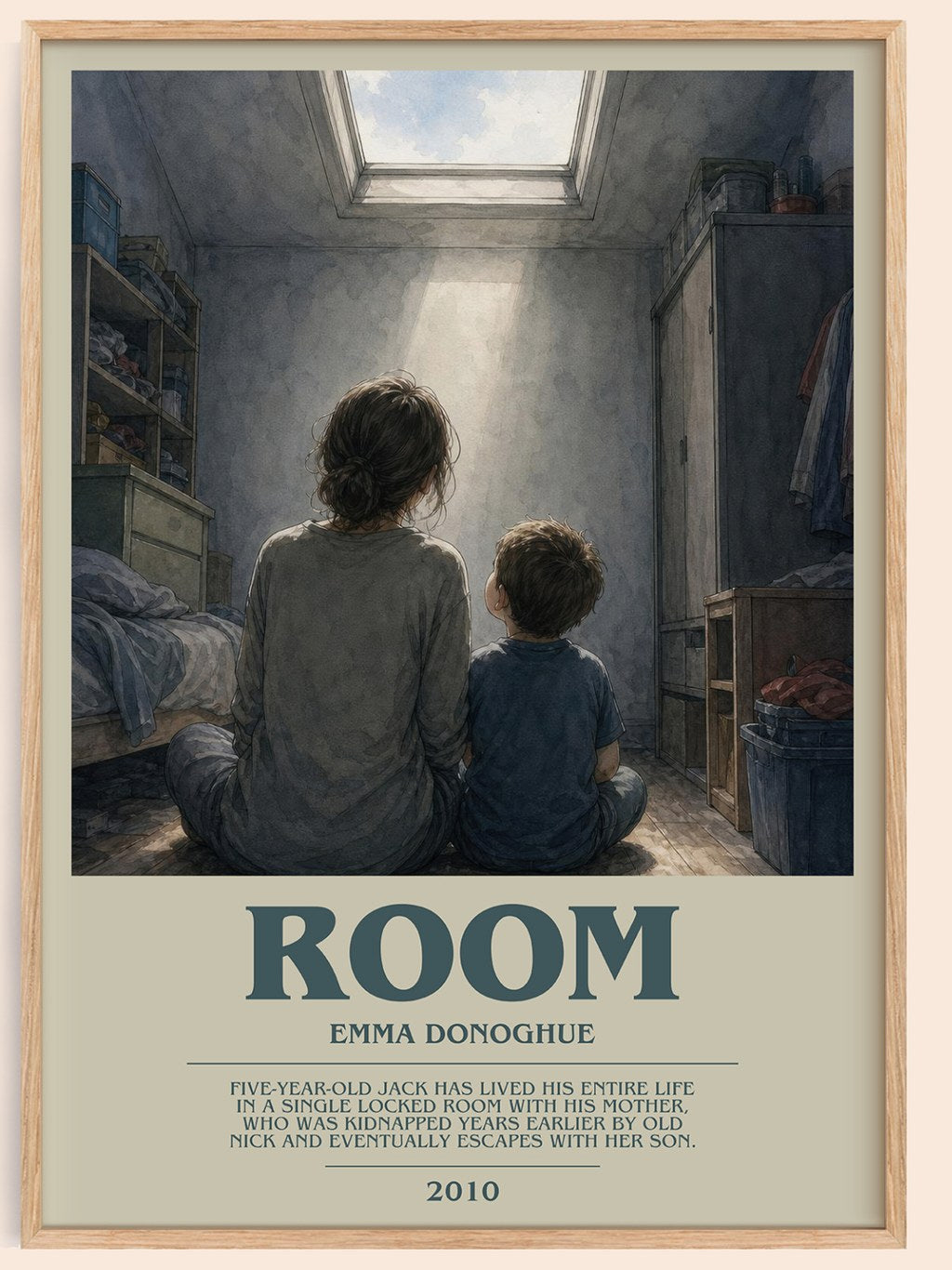 Room bookish book poster by Emma Donoghue – framed literary art print