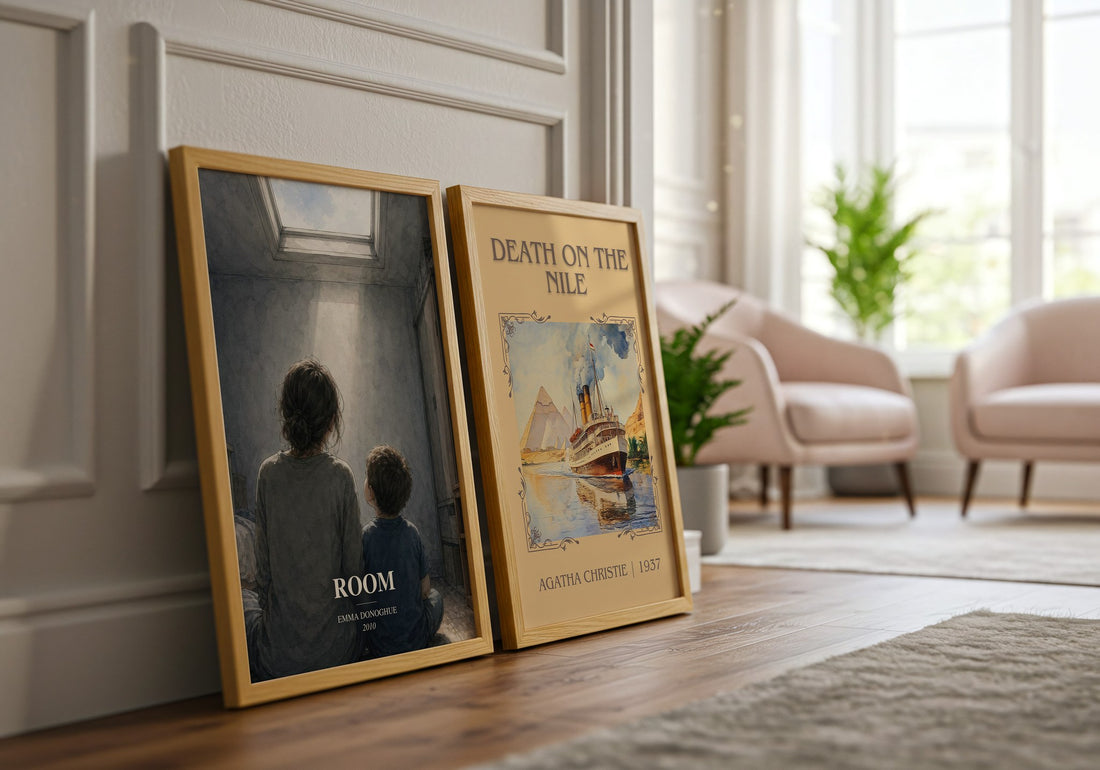 Room watercolour print framed by window – literary home decor
