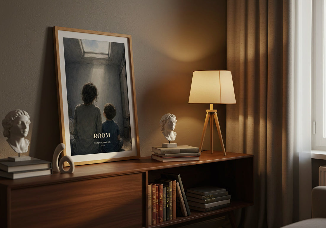 Room watercolour print on bookshelf – Emma Donoghue fan gift