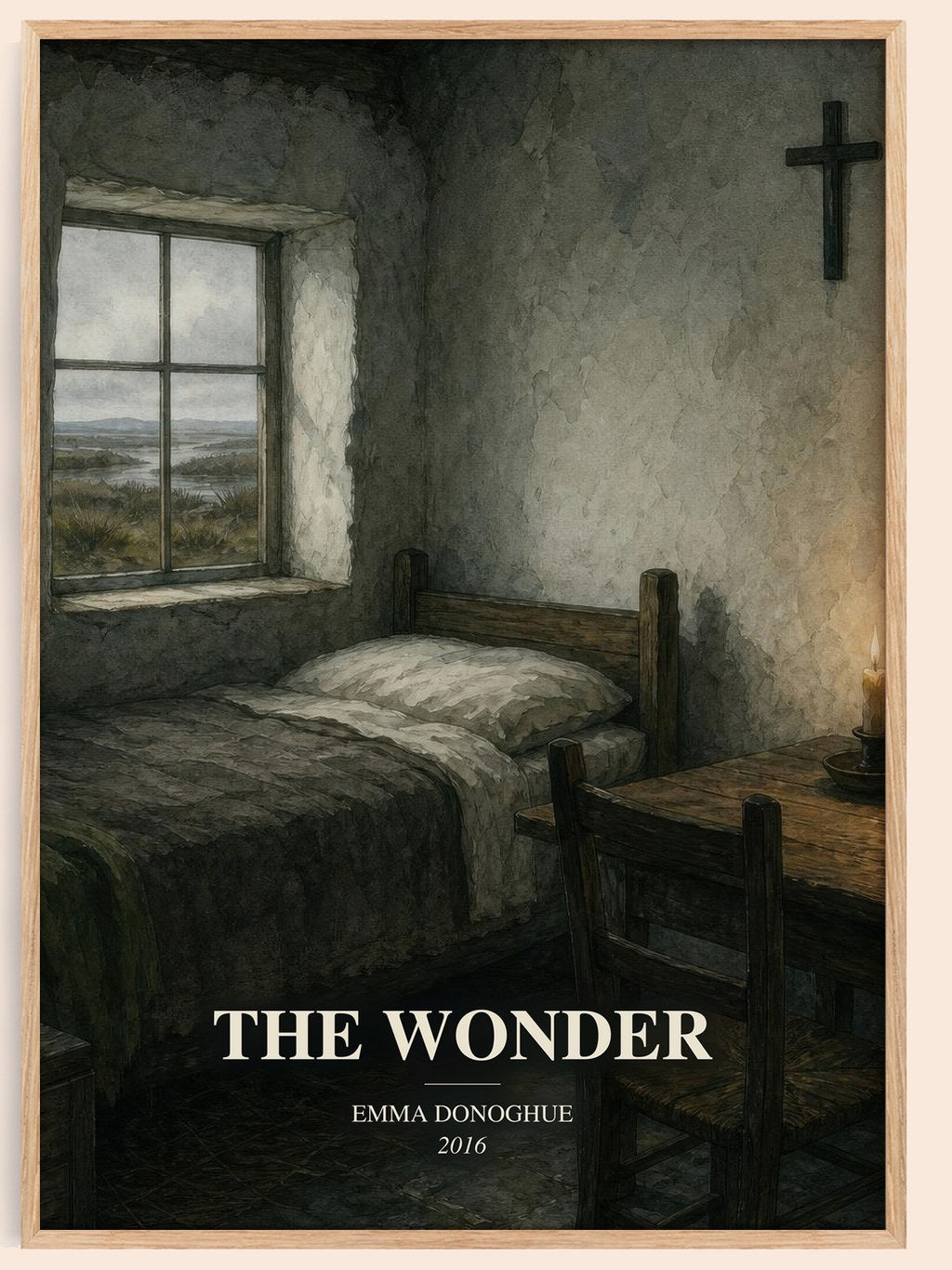 The Wonder watercolour book poster by Emma Donoghue – framed literary art print