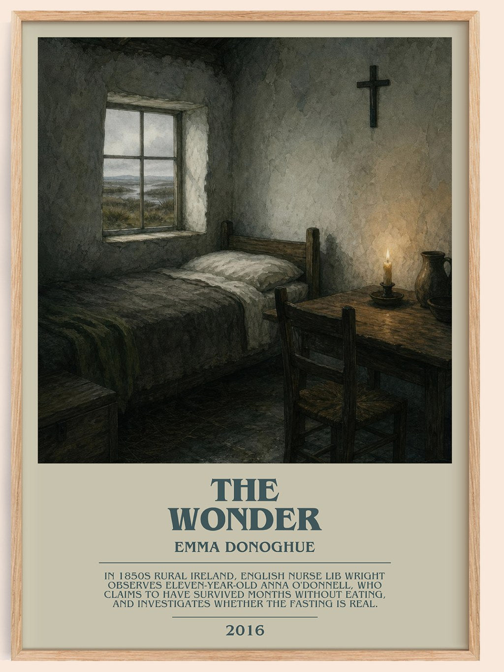 The Wonder bookish book poster by Emma Donoghue – framed literary art print