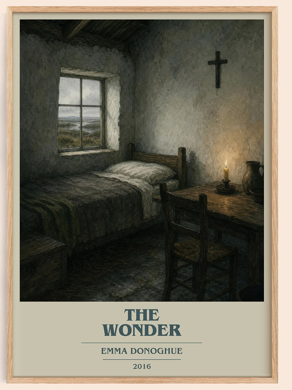 The Wonder book cover book poster by Emma Donoghue – framed literary art print