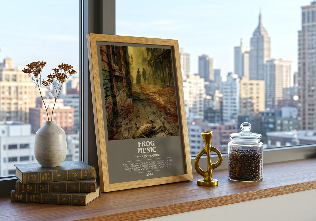 Frog music bookish print framed by window – literary home decor