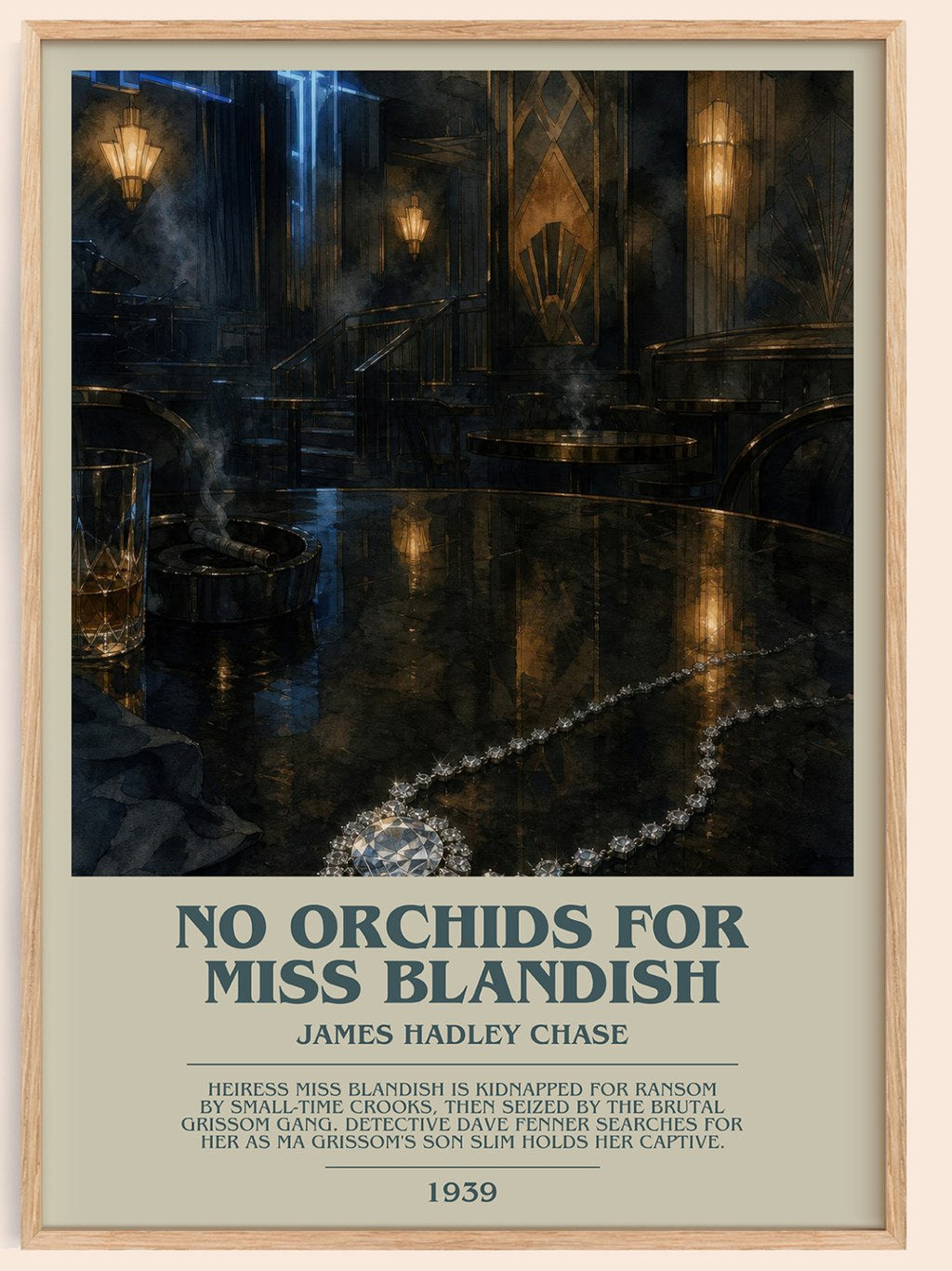No Orchids for Miss Blandish bookish book poster by James Hadley Chase – framed literary art print