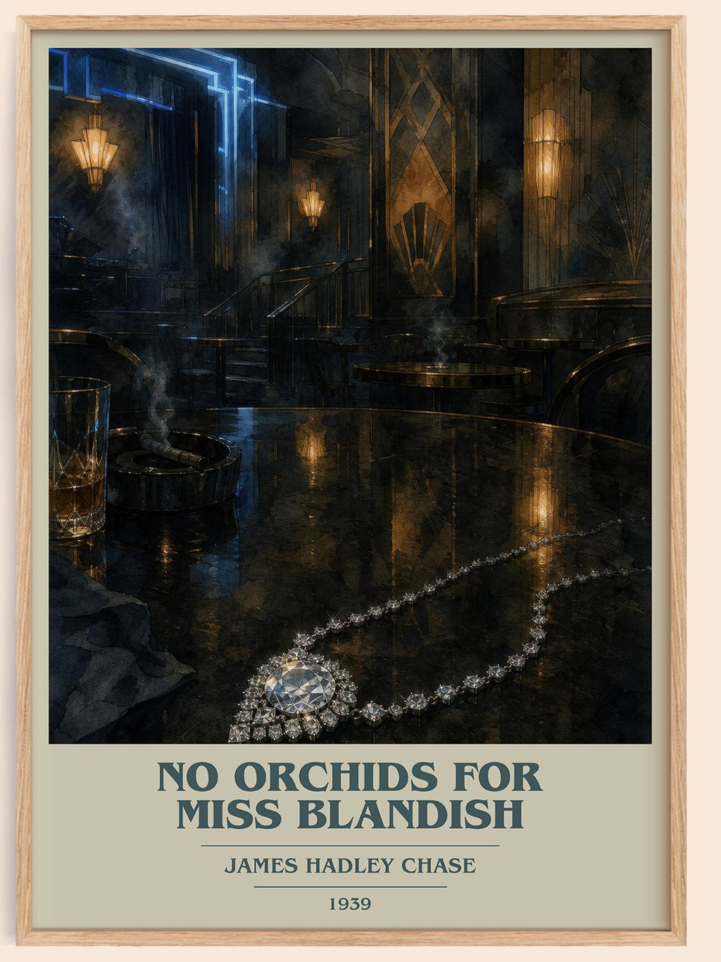 No Orchids for Miss Blandish book cover book poster by James Hadley Chase – framed literary art print