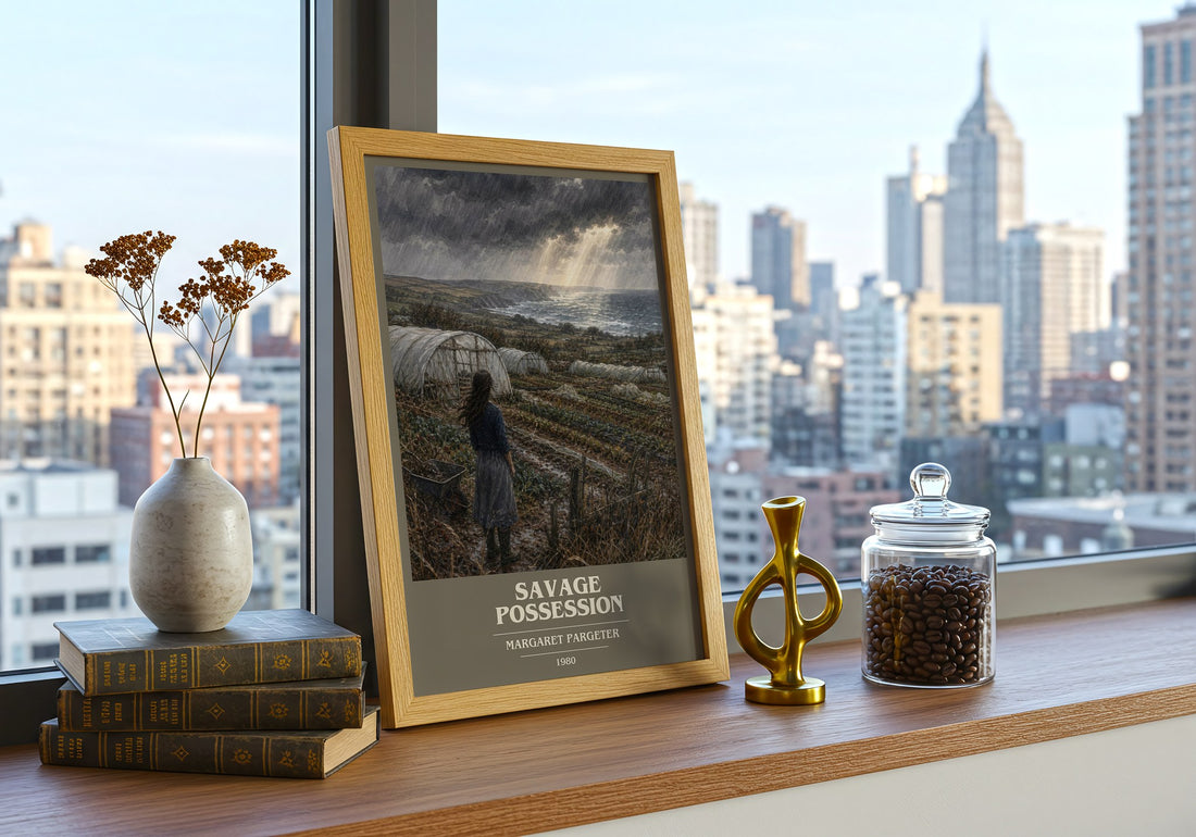 Savage possession book cover print framed by window – literary home decor