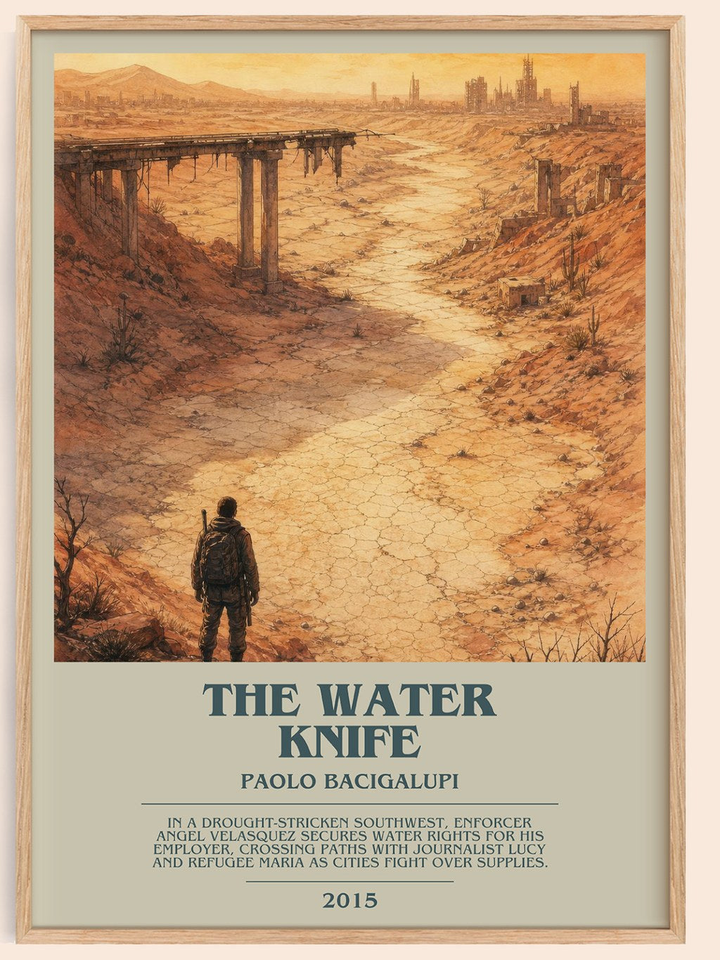 The Water Knife bookish book poster by Paolo Bacigalupi – framed literary art print