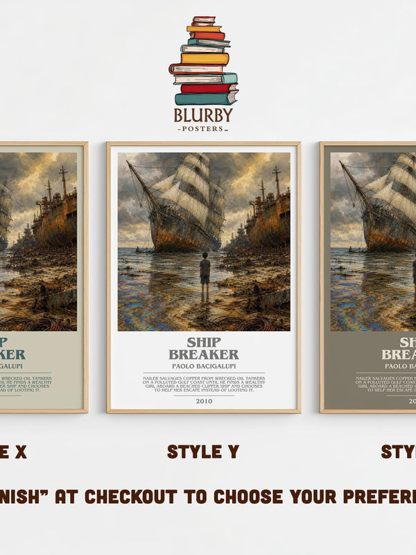 Ship breaker bookish print in frame leaning in hallway – dystopian wall art